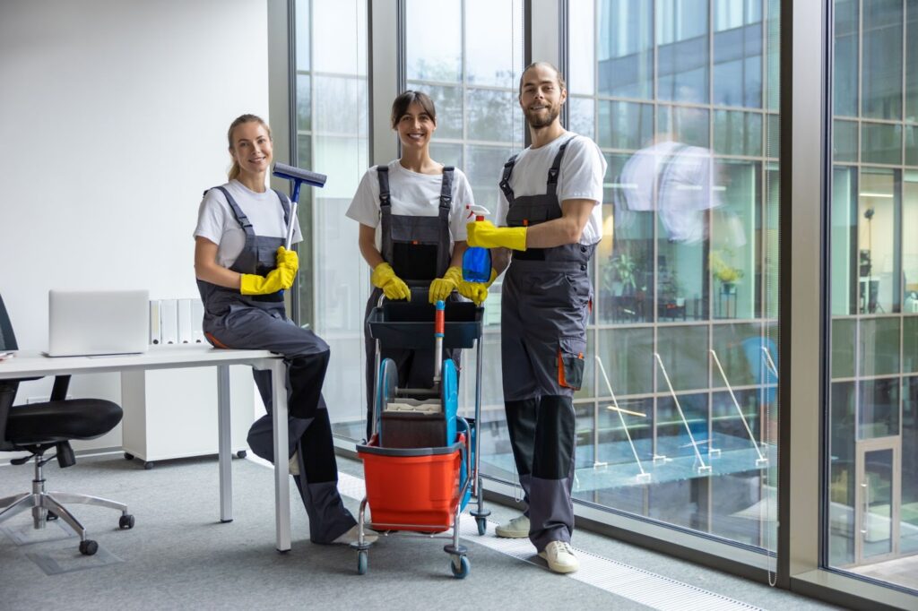 Cleaners posing for a photo after work
