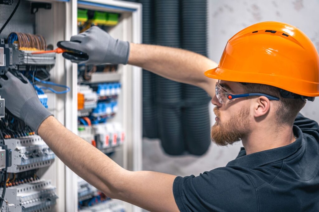 an electrician at work