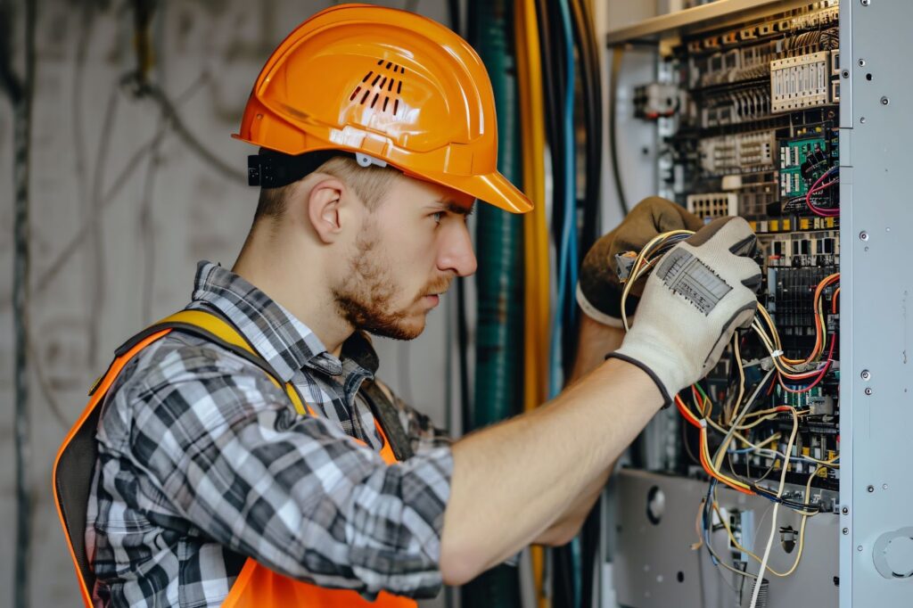 an electrician at work